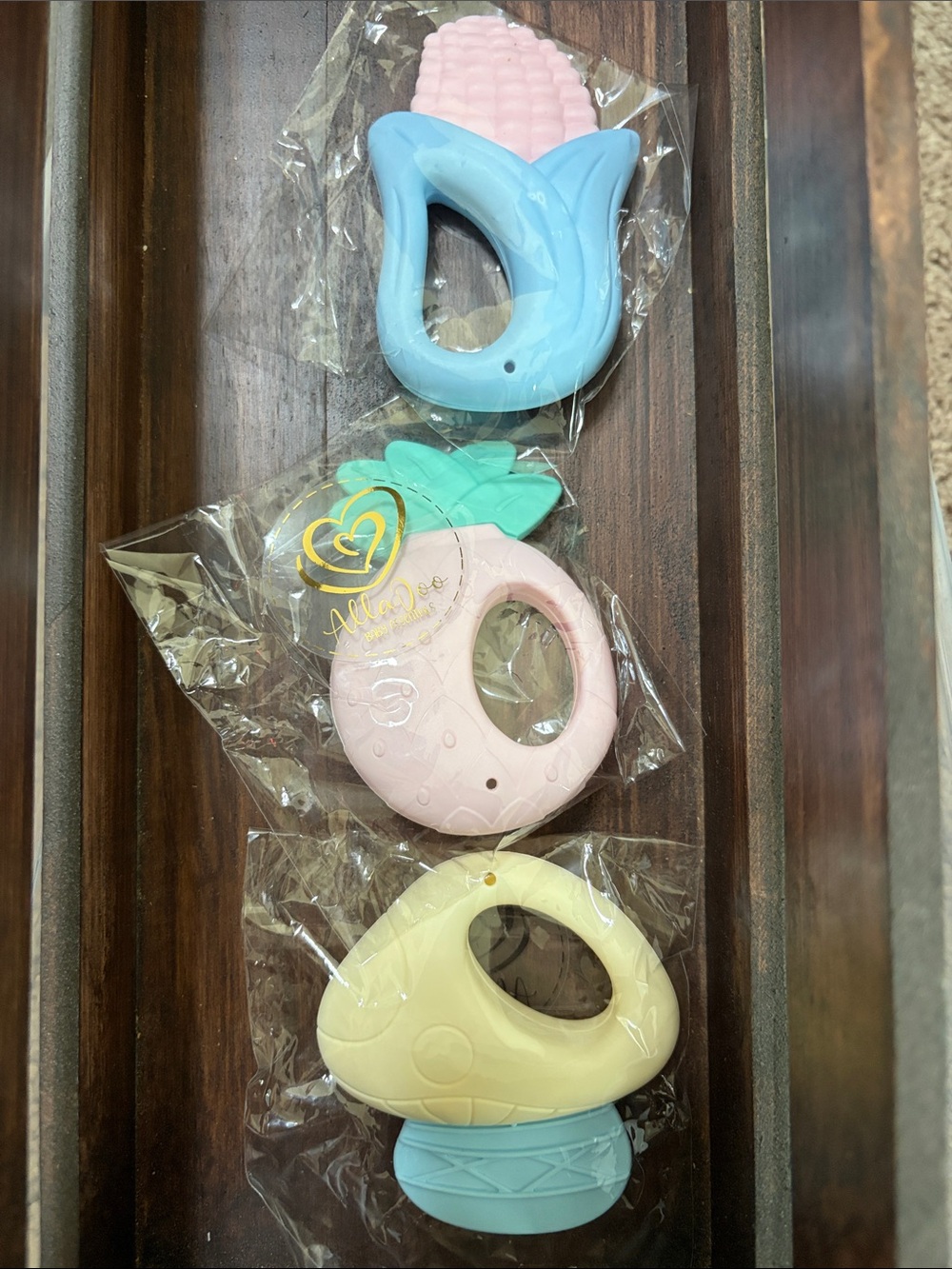 Silicone Teething Toy Set for Kids - Pink, Blue, Yellow